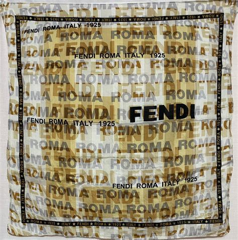 fendi roma italy 1925 scarf|FENDI Roma italy 1925 vintage monogram cotton handkerchief .